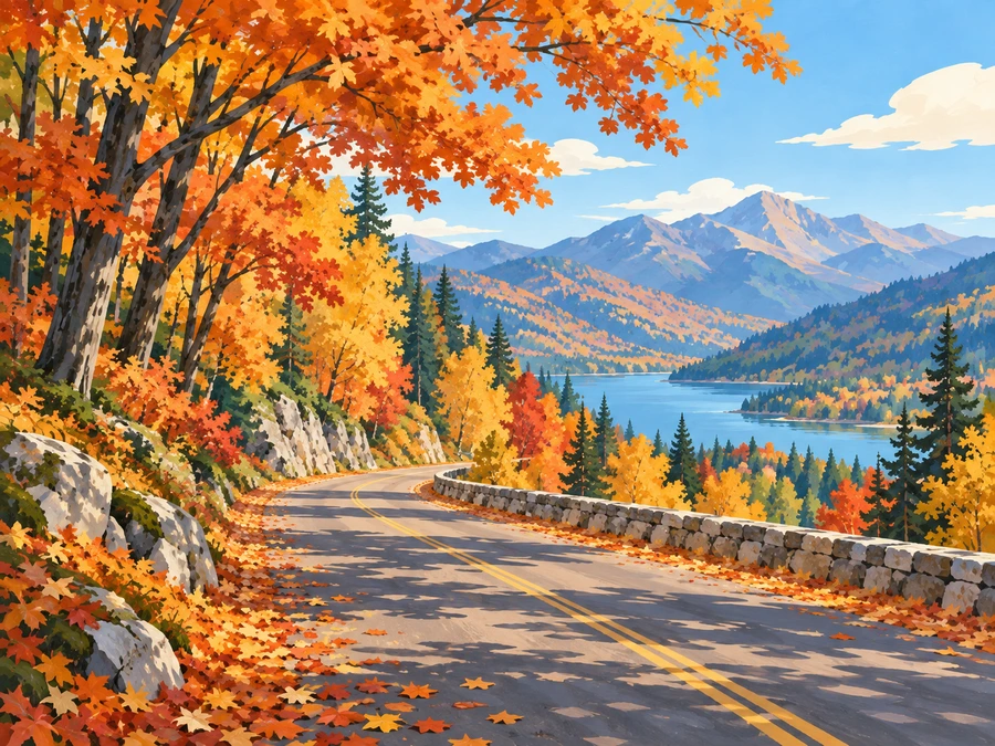 Autumn Road — finished reference painting