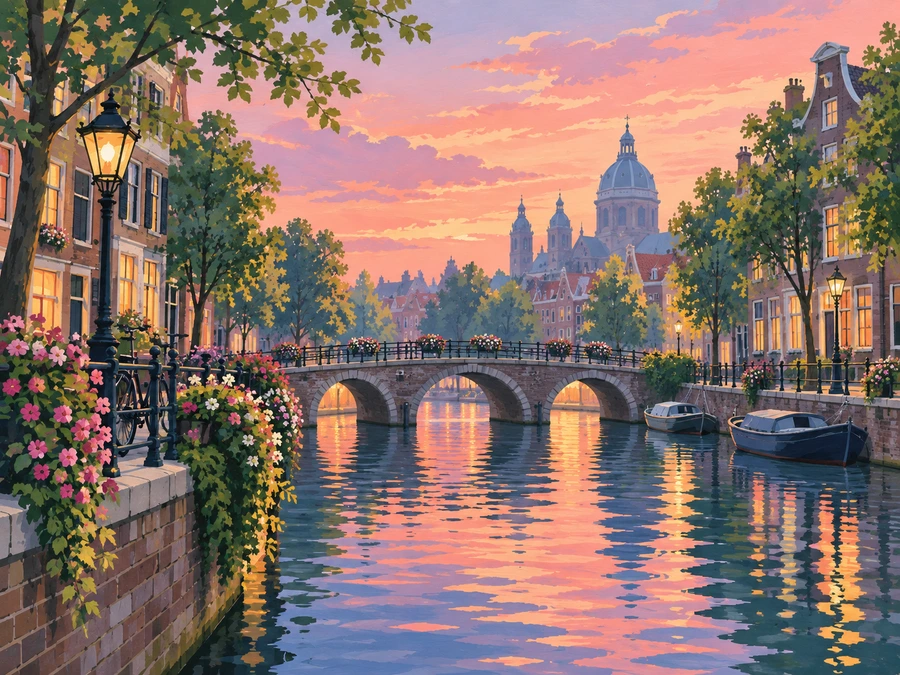 Canal at Dusk — finished reference painting