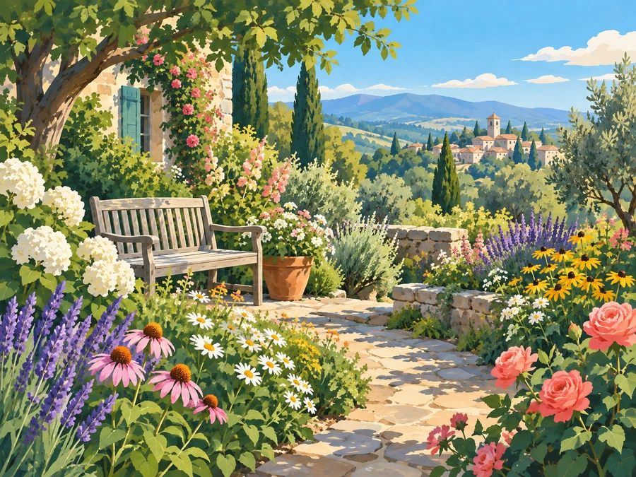 Cottage Garden — finished reference painting