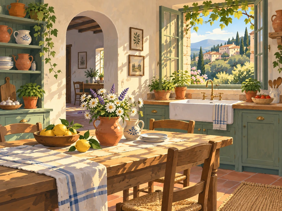 Cottage Kitchen — finished reference painting