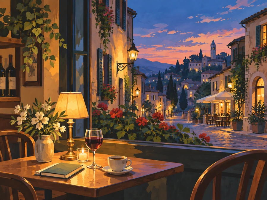 Evening Café — finished reference painting