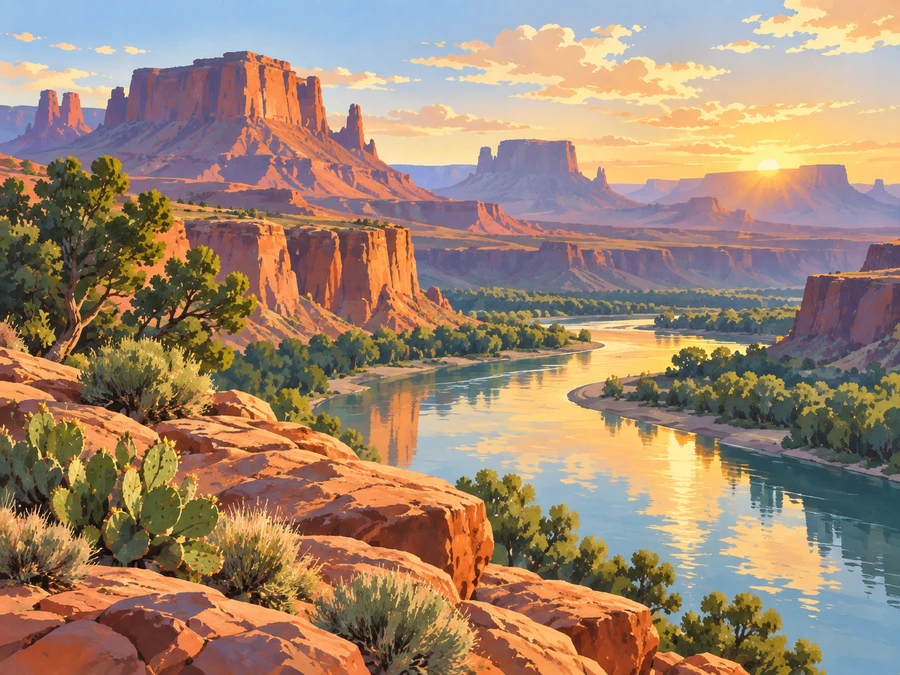 Mesa Sunrise — finished reference painting