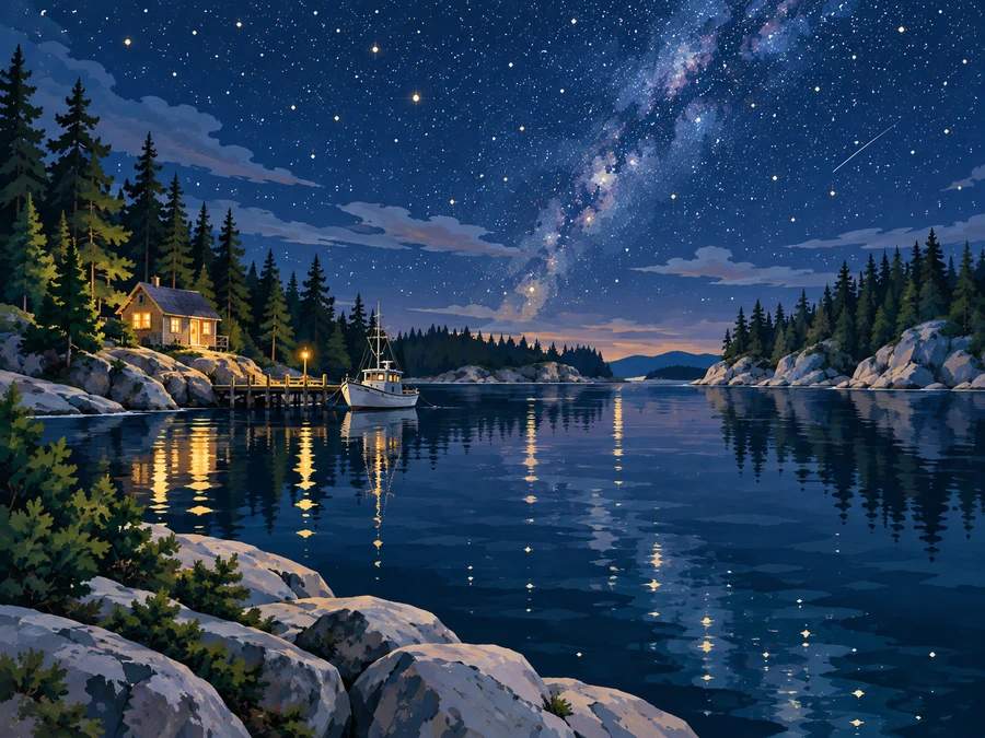 Starry Harbour — finished reference painting
