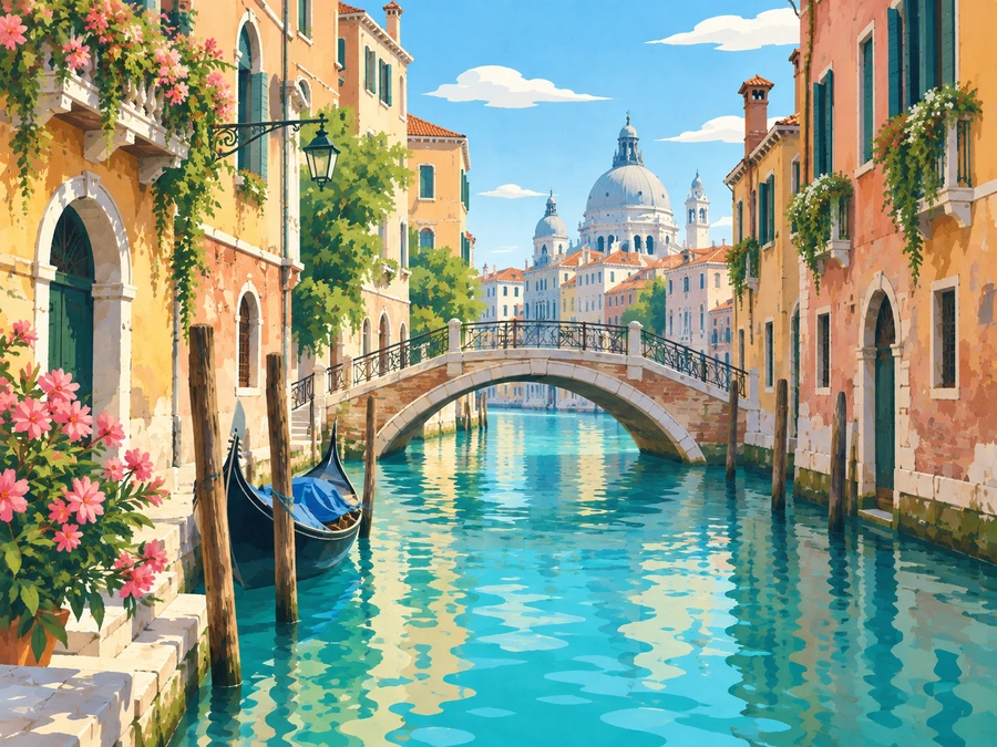 Venice Canal — finished reference painting