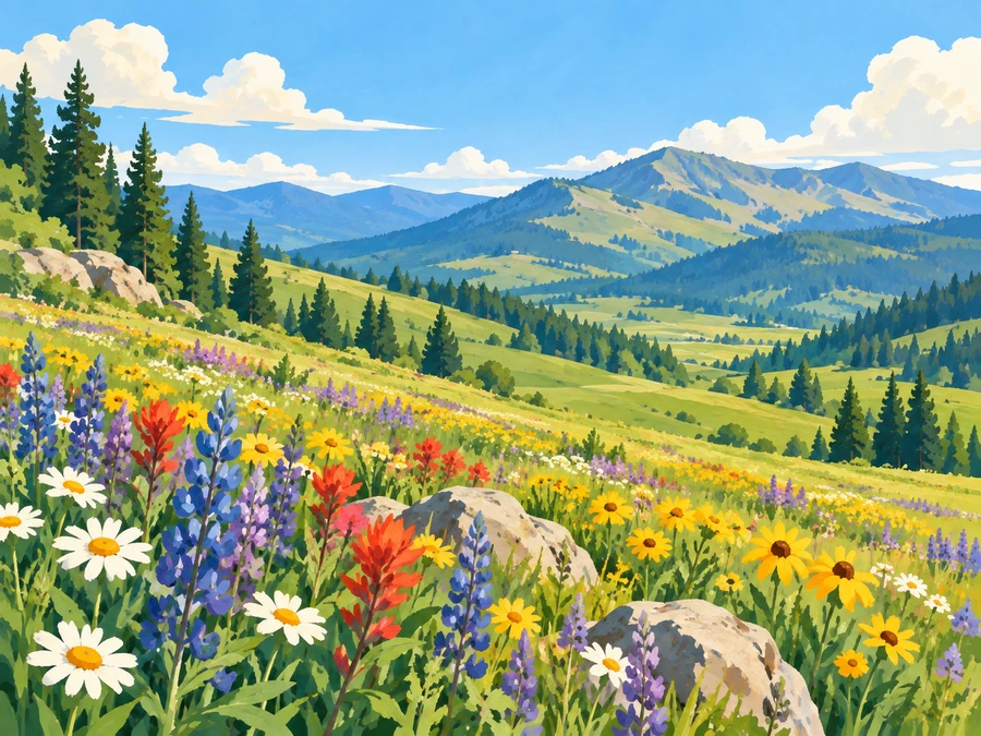Wildflower Meadow — finished reference painting